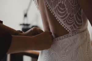 Back of a woman getting married
